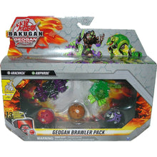 Load image into Gallery viewer, Bakugan Geogan Rising 5 Figure Brawler Pack with Darkus Arachnia + Ventus Amphrog - Front