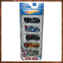 Load image into Gallery viewer, Hot Wheels Captain America Civil War 5 Car Pack