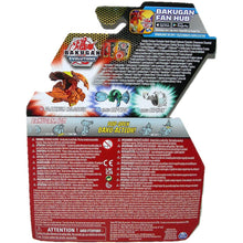 Load image into Gallery viewer, Bakugan Evolutions True Metal Pyrus Colossus Bakugan Platinum Power Up Pack - Back