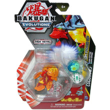 Load image into Gallery viewer, Bakugan Evolutions True Metal Pyrus Colossus Bakugan Platinum Power Up Pack - Front