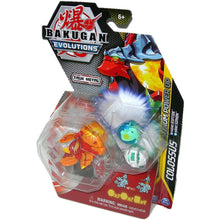 Load image into Gallery viewer, Bakugan Evolutions True Metal Pyrus Colossus Bakugan Platinum Power Up Pack - Right