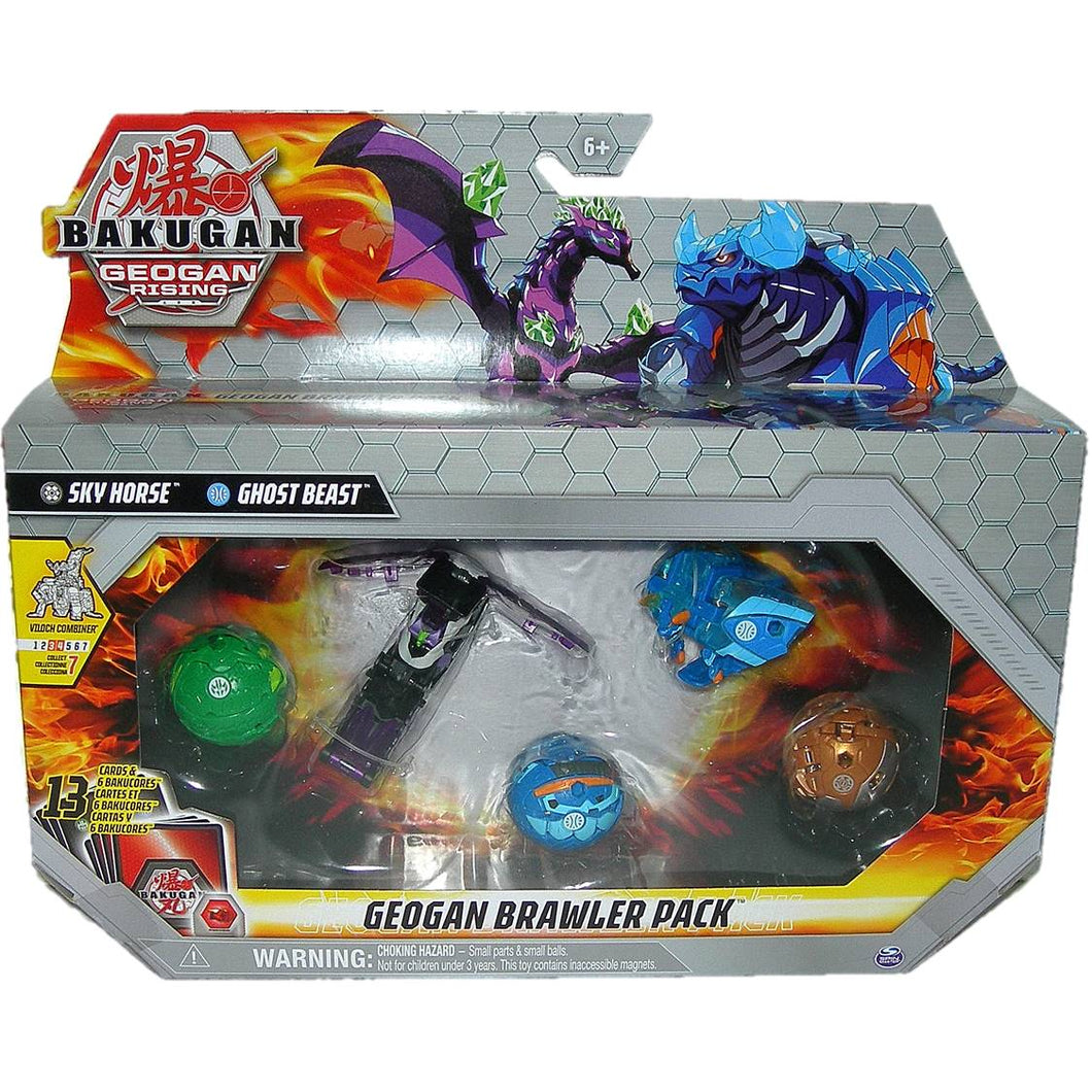 Bakugan Geogan Rising 5 Figure Brawler Pack with Darkus Sky Horse + Aquos Ghost Beast - Front