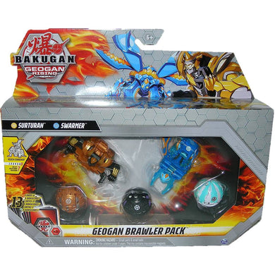 Bakugan Geogan Rising 5 Figure Brawler Pack with Aurelus Surturan + Aquos Swarmer - Front